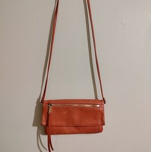 HOBO Orange Leather Crossbody Wallet Bag
